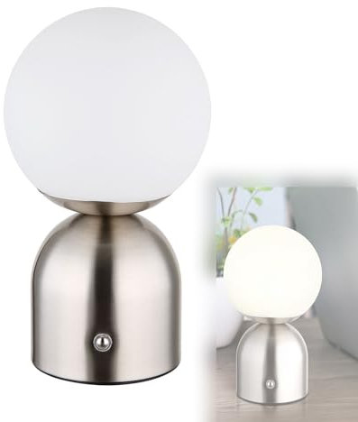 bmf-versand® Tischlampe Kabellos mit Akku LED - Tischleuchte Dimmbar ohne Kabel - Nachttischleuchte Touchdimmer Farbwechsel Warmweiß bis Neutralweiß - Nachttischlampe Silber Dimmer Aufladbar