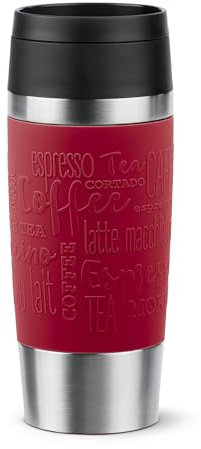 Tefal Travel Mug Classic red 0.36L, Comfort Screw Lid, Quick Press, Soft-Touch Sleeve, Travel-Ready, Reusable, 100% Leak-Proof, Keeps Drinks Cold (8 hrs) and Hot (4 hrs), 360° Drinking, N2020410