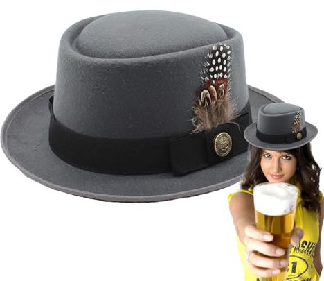 Nubamzy Oktoberfest Bayerischer Trachtenhut - Deutscher Hut - Mit Federn Embleme Oktoberfest Outfits Damen Oktoberfest Kostüm Accessoires Mehrzweck