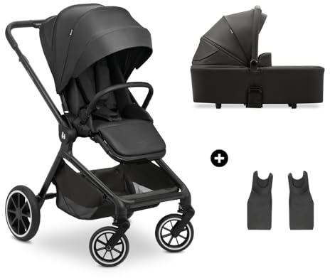 Hauck Kombi-Kinderwagen Move N Care Set - inkl. Babywanne und Sportsitz - Black | Babywanne ab Geburt + wendbarer Sitz bis 22 kg / 4 Jahre mit Liegeposition, XL UPF 50+, Teleskopgriff, Gummiräder, Federung