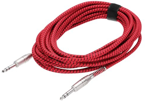 sourcing map Guitar Instrument Cable, 25 Feet 1/4 Inch to 1/4 Inch Straight to Straight Angle Electric Guitar Jack Cable Wire for Guitar Bass, Black Red