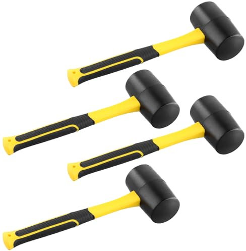 TAICHEUT 4 PCS 16oz Rubber Mallet, 30cm Rubber Hammer for Striking Wood, Slate, Nails