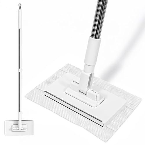 Mini fregona automática para cambiar de tela, mini trapeador automático de cambio de tela, limpiador de trapeador húmedo y seco, multifuncional, toalla de cara, fregona plana giratoria de 360°