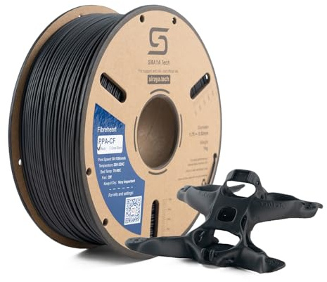 Siraya Tech Fibreheart PPA-CF 3D Drucker Filament (Schwarz, 1kg) | Industrie-Nylon mit Carbonfaser, besonders fest und hitzebeständig, leistungsstarkes PAHT-CF-Filament