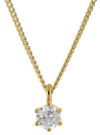 GLIZZ Lab Grown Diamant-Anhänger 0,50 ct. Gold 333/8K mit Halskette GL8648 | zauberhafter Halsschmuck für Damen, liebevolle Geschenkidee,