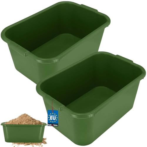 KOTARBAU® 2er Set Mörtelkübel eckig 45 L Grün Kunststoff Mörtelwanne Mörtelkasten Speißkübel Baukübel Baueimer Mörteleimer Speisfass eckig Maurerkübel Pflanzwanne