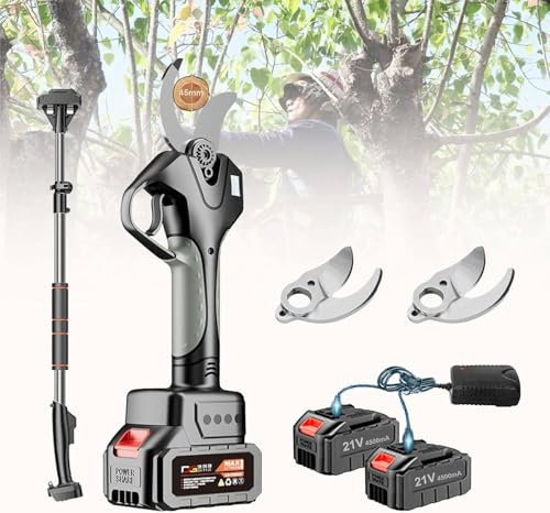 KLYDBMYT Tijeras de podar Extensibles con Mango Ligero de Fibra de Vidrio, Longitud Ajustable, Agarre ergonómico y Cabezal de Corte Resistente, jardineros y paisajistas, 2 baterías.