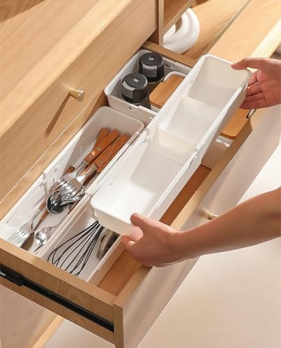 Moreelaya Expandable Drawer Organizer – Adjustable Storage Box for Kitchen, Wardrobe & Cabinets | Space-Saving Design (9.7cm*6.3cm*27.5-38.5cm)