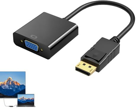 DisplayPort to VGA Adapter, DP to VGA Adapter Male to Female, DP Input to VGA Output Converter, 1080P Video Graphics Adapter for PC, Laptop, Desktop, Monitor, Projector, HDTV, Gold-Plated Connectors