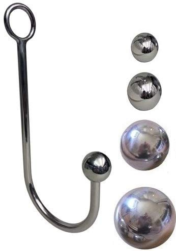 BDSM Metall Bondage Anal Hook Haken Set mit 5 Kugeln Stahl | 30mm 40mm 50mm 60mm 70mm Analkugeln, Analplug, Großes Set, zum tauschen
