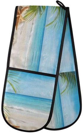 Quteprint Maniques doubles de cuisine matelassées, résistantes à la chaleur, 17,8 x 88,9 cm de long, pour pâtisserie, barbecue, grillades et micro-ondes – Lavable en machine avec boucle de suspension