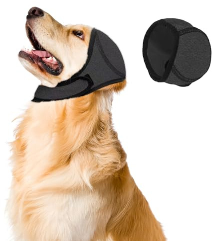 Dog Ear Protectors & Muffs - Waterproof Snood Ear Cover for Noise Protection | Bathing, Swimming, Grooming | Ear Defenders for Small Medium Large Dogs, Puppies, Cats (Gray, M)