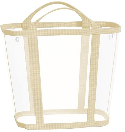 Gralara Cesto Portabiancheria Pieghevole, Ceste per La Biancheria in Rete Di Nylon, Organizer per Giocattoli in Rete Con Fori per Appendere, Magazzinaggio Giocattoli, Libri, Snack, Beige Extra Large