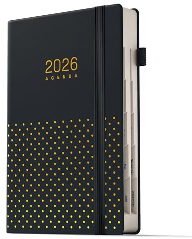 TDOLISSTE Agenda 2026, format A5, agenda livre, plan quotidien de 365 pages et plan mensuel de 24 pages, en allemand (noir)
