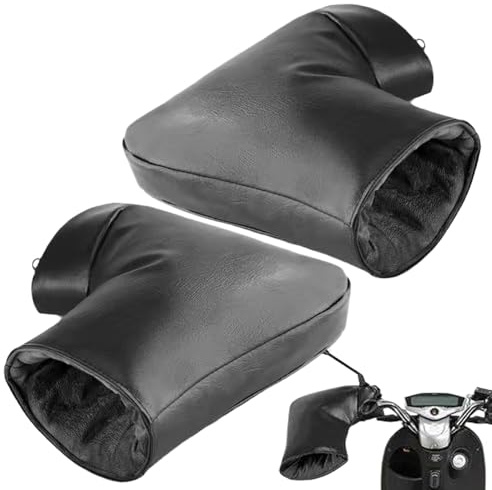 - Manguitos, manillar de bicicleta de montaña, 1 par de protectores de manos gruesos para moto de nieve, guantes de equitación térmicos, resistentes al frío, guantes para clima frío