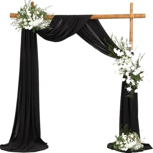 GIYXHU Tessuto per Drappeggio dell'Arco Nuziale Arco di Nozze Drappeggio Tessuto Chiffon panneggio soffitto del Partito Tende ad Arco for Il Matrimonio(Black,70x600cm)