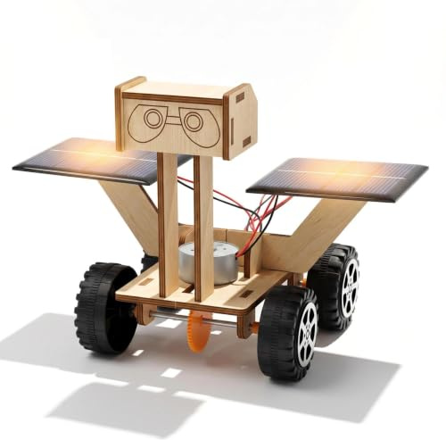DIY Solarbetriebener Mondrover, Solarbetriebenes 3D Holzpuzzle, Solarauto Holz Puzzle Gebäude Spielzeug, Solar Roboter Bausätze für Jungen & Mädchen Alter 8 9 10+,Inspirieren Kreativität