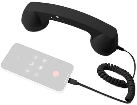 Cornetta fissa per telefoni retrò tipo C | Ricevitore con maniglia per telefono retrò | Adattatore per telefono fisso vintage con microfono | Ricevitore portatile cablato per telefonos cellulare