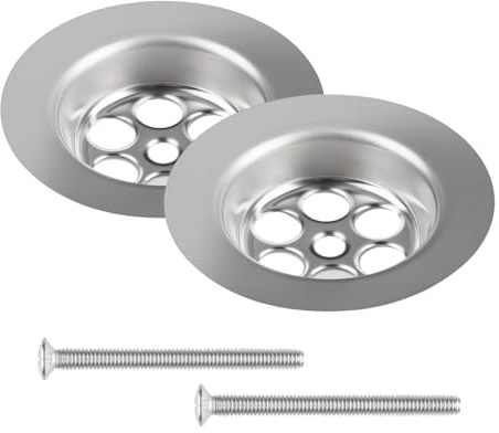 2-Pack Stainless Steel Drain Assembly with Screw, Sink Drain Stopper for Kitchen Bathroom Washbasin Bathtub