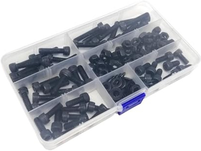 150/240/360-teiliges Sortiment An Innensechskantschrauben (M4, M5, M6) Mit Innensechskant, Zylinderkopfschrauben, Muttern Und Unterlegscheiben, DIN 912, Schwarz, Güteklasse 12.9 Stahl(M6 total 150pcs)