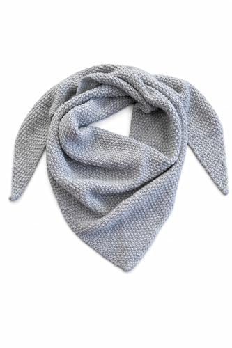FASHION YOU WANT Dreiecksschal Junior - Mädchen Strickschal mit Wolle - Halstuch für Kinder - Kinderschal - Umschlagtücher aus Hochwertige Qualität - Kinder XXL Schal (grau)