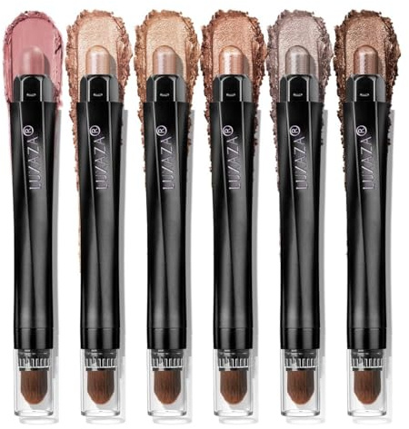 LUXAZA PRO Neutraler Lidschattenstift Make-up 6-teiliges Set, Braune Nude-Farben, Metallisch Schimmernd, Matt, Creme-Lidschatten-Palette, Eyeliner, Aufhellungsstift, Halloween-Make-up – BROWN CANYON