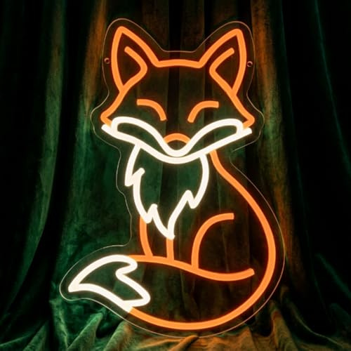 Fuchs Neon Schild Tier Led Schild für Wand Süße Leuchtreklame Neon Lampe Dimmbare USB Powered für Wohnzimmer Kinderzimmer Wald Spielzimmer Dekor Bar Ästhetisches Geburtstag für Jungen Mädchen