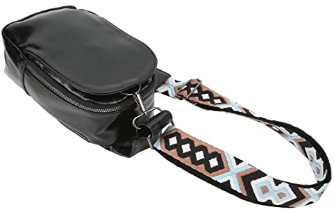 Generic Enkel Axelväska, PU-läder Sling Ryggsäck Messenger Bag, Single Strap Design med Kompakt Bär, Justerbar Passform, för Utomhusvandring Shopping Sport (Svart)