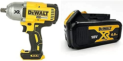 DeWalt - Boulonneuse à Chocs 1/2' Brushless XR 18V 5Ah Li-ion - Visseuse a Choc & Batterie XR 18V 4 Ah Li-Ion - DCB182-XJ - Compatible Avec Tous Les Outils XR 18V Bricolage et Jardin