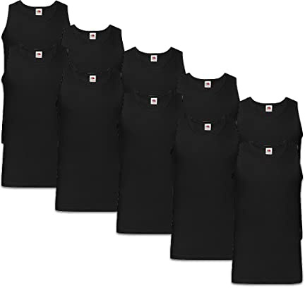 Fruit of The Loom Herren Unterhemd (10er Pack), Schwarz (Schwarz 36), XL