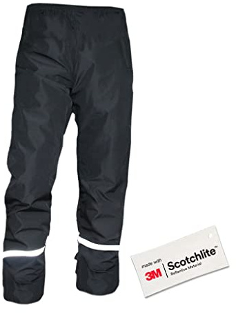 Salzmann Pantalon de Pluie réfléchissant - Pantalon de randonnée léger et imperméable - Fabriqué avec 3M Scotchlite - Noir S