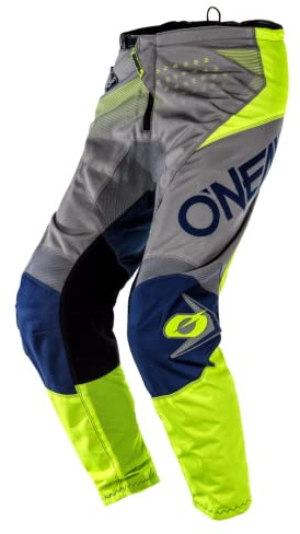 O'NEAL | Motocross-Hose | MTB Enduro MX | Bequeme lockere Passform für maximale Bewegungsfreiheit, Bündchenlose Hosenbeine | Element Pants Factor | Erwachsene | Grau Blau Neon-Gelb | Größe 42/58