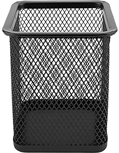 D.RECT Metall Stifteköcher - Stiftehalter Eckig aus Drahtmetall - Mesh Multifunktions Becher für Kugelschreiber - Stifte Halter für Büro/Schule, Schwarz