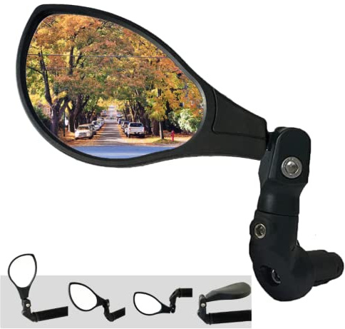 Hafny NEW Bar End Bike Mirror, HD Automotive Grade Glass Lens, Large Surface, Shatterproof, Multi-Angle Adjustable, E-Bike Mirrors, HF-M902LS-FR08