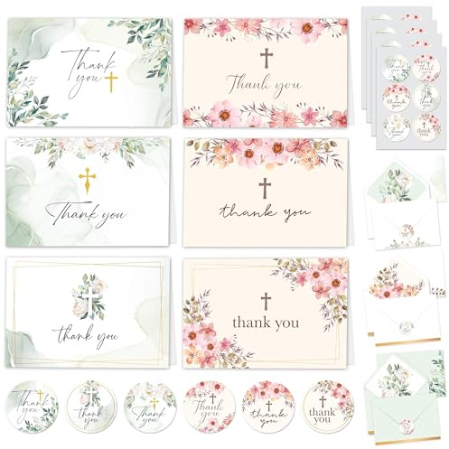 Decorably 24 Pack 6x4in Christian Thank You Cards with Envelopes