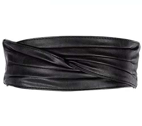 Block Garden Women Retro Wide Corset Belt Obi Belt Waist Cinch Belts, 01 Black