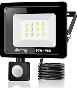 Jefedana LED Strahler mit Bewegungsmelder 10W 1000LM 3000K IP66, 1 Stück | Mit Bewegungsmelder, superhell 1000LM, IP66 wasserdicht, 3000K Warmweiß, ideal für Garage Garten Hof, langlebig
