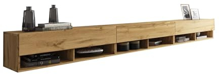 MINIO go for it - TV-Schrank Anne, Lowboard mit Türen und Regalen | Offene Nischen, Laminierte Spannplatte, Farbe: Wotan Eiche