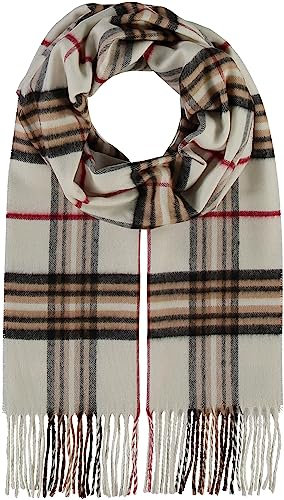 Giorgio Rimaldi Schal 30 x 180 cm - Weicher als Kaschmir - Schal kariert für Damen und Herren - Perfekt für Herbst und Winter Naturweiß