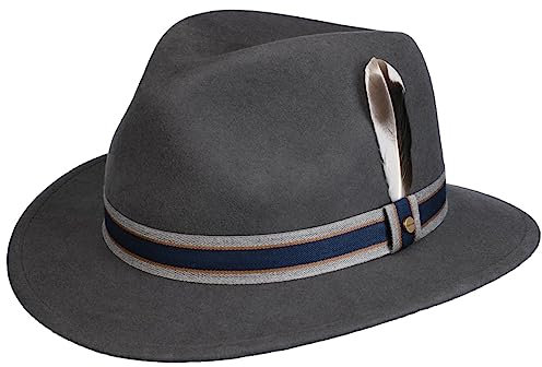 Stetson Valcourt Traveller Wollhut Einfarbig Wasserabweisend Knautschbar Outdoor Eleganz Asahi Guard Damen Herren Herbst Winter dunkelgrau M (56-57 cm)