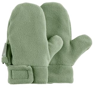 Sterntaler Fäustlinge mit Daumen aus Microfleece Unisex - Baby und Kinder Handschuhe mit Klettverschluss und wärmendem Futter - steingrün, 1