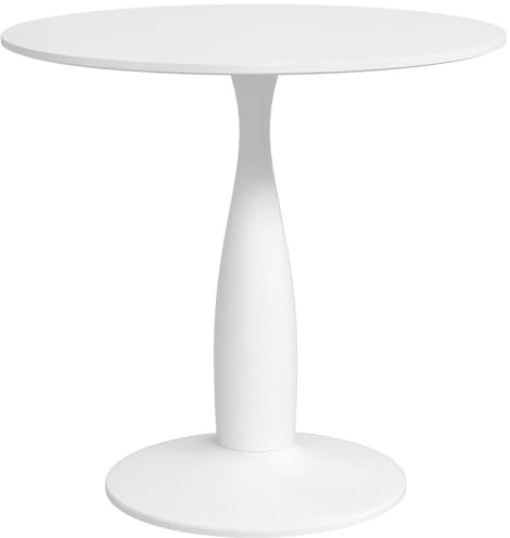 HOMCOM Round Dining Table for 2, Modern, Steel Base, White