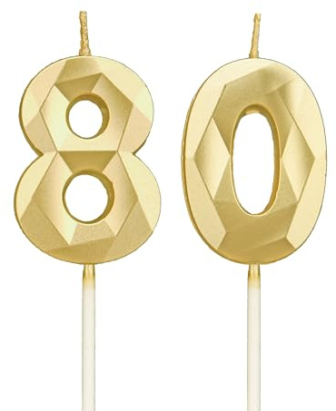 DTXLX Gold Zahl 80 Geburtstagskerzen Kuchen Deko | Zahlen, 3D, für, geburtstagsdeko, Kinder, Partys, Hochzeiten, Firmenfeiern, Jubiläen