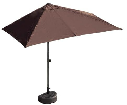 DJJYCTNM Halber Sonnenschirm, Balkonschirm Rechteckig mit Halbrunder Basis, Garten, Terrasse, Balkonschirm, Höhenverstellbar 69~91 Zoll (Color : Brown, Size : 28L)