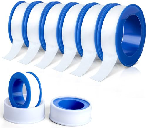 AiQInu Nastro in PTFE 6 Rotoli,Nastro ad Alta Densità, Nastro Sigillante In PTFE per Riparare Tubi, Rubinetti, Valvole Radiatore, 13 mm x 10 m,Bianco