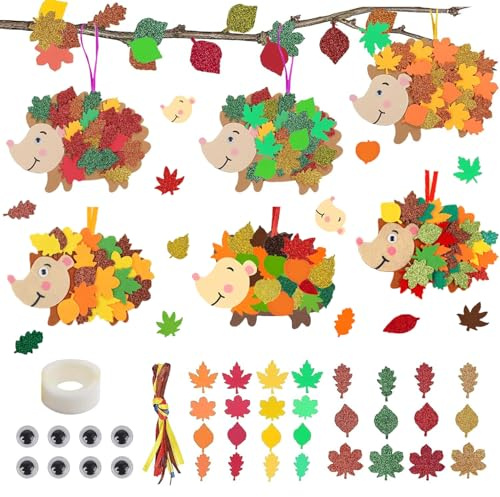 MaibaoteMbt Herbst Basteln für Kinder, 8 Stück DIY Igel Bastelset für Thanksgiving, Halloween und Herbst Party