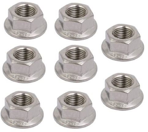 zmgmsmh 8 dadi flangiati a passo fine M12 x 1,25 mm, dado flangiato da 12 mm con passo metrico 1,25, dadi flangiati esagonali in acciaio inossidabile 304 (M12), argento