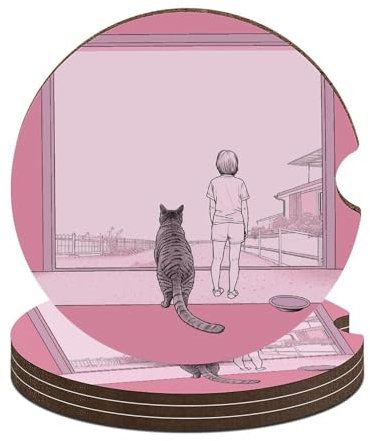 2 posavasos para automóvil, antideslizantes, absorbentes, para personas y gatos, accesorios universales para portavasos de coche con base de corcho de 2.6 pulgadas