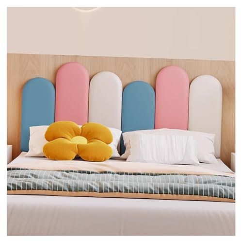 GCGC Selbstklebendes Wandkissen, Dicke 3,8 cm, Wandschutzplatten, Kollisionssicheres Kopfteil 3 Stück/6 Stück/9 Stück/12 Stück, for Schlafzimmer, Kinderzimmer, Tanzclub(Blue Pink White,9pcs)