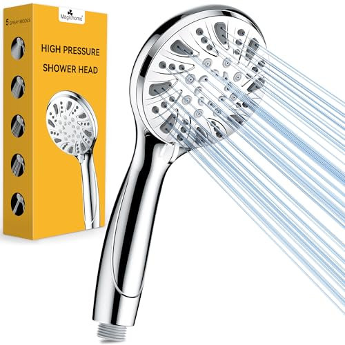Magichome Powerful Chrome Shower Head with 5 Modes, Universal Handheld Shower Head for Bathroom